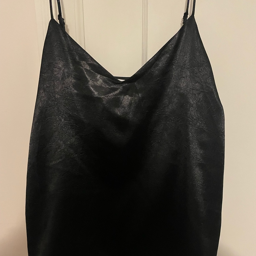 black silky tank top